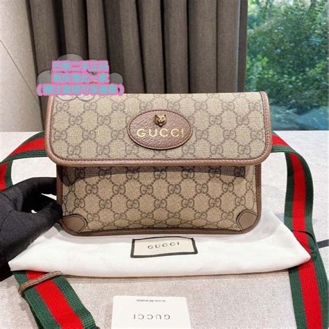 【巴黎二手】gucci古馳supreme Belt Bag帆布gg印花男女款虎頭 腰包 胸口包 斜挎包493930 蝦皮購物