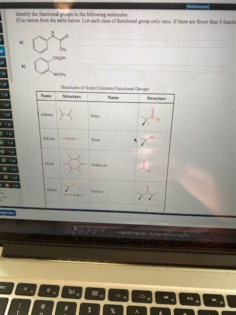 Solved Identify The Functional Groups In The Following Molecules