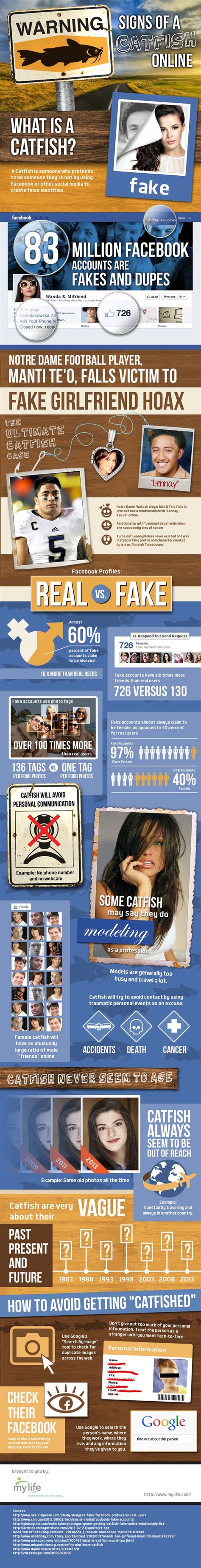 Warning Sign of a Catfish Online | Visual.ly | Online infographic ...