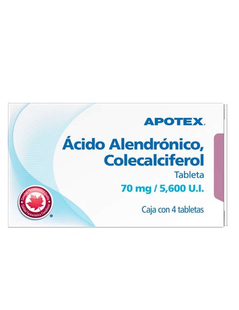 Alendrónico Colecalciferol 70 mg 5 600 UI 4 Tabs APOTEX