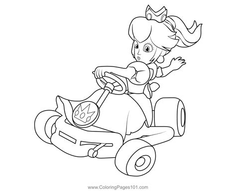 Princess Peach Mario Kart Coloring Pages