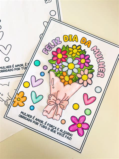 Cartão Para O Dia Da Mulher Para Imprimir E Colorir