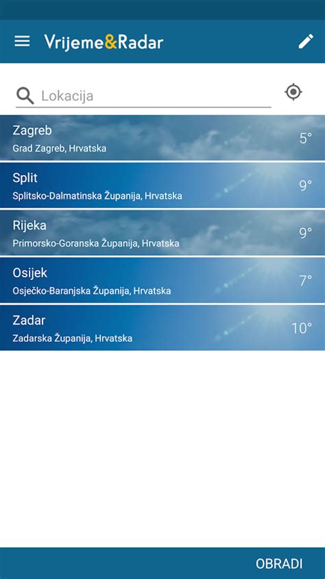 Vrijeme Radar Vremenska Prognoza Hrvatska Android Aplikacije Na