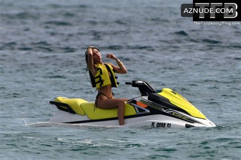 Bella Hadid Sexy Seen Flaunting Her Stunning Body In A Blue Bikini On The Beach In Miami AZNude