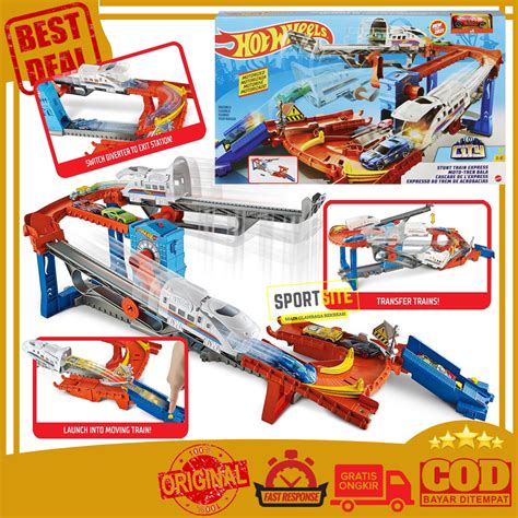 Jual Hot Wheels Stunt Train Express City Motorized Playset Track Mainan Anak Trek Jalanan Kereta