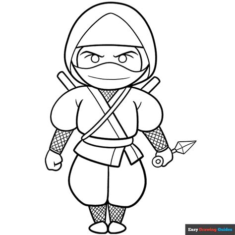 Cartoon Ninja Coloring Page | Easy Drawing Guides