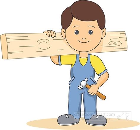 Construction Clipart Carpenter Holding Wood Hammer Clipart