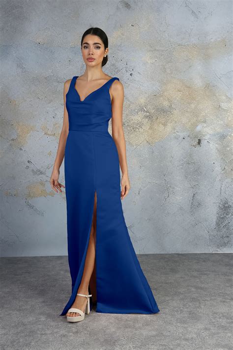 Satin Pearl Detail Cowl Back Dress - Richard Designs