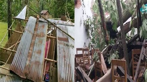 Assam Cyclonic Storm Sitrang Ravages Houses Uproots Trees In Nagaon