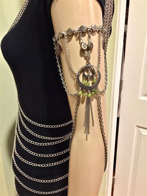 Armlet Arm Chain Upper Arm Bracelet Silver Metal Arm Etsy Arm