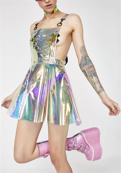 Club Exx Space Gurl Hologram Overall Dress Dolls Kill