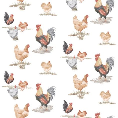 G45415 | Black & Red Free Range Illustrated Chicken Wallpaper