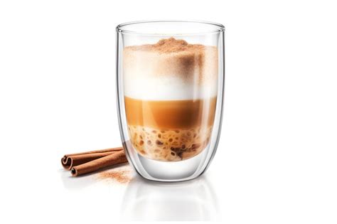 Un vaso de café con palitos de canela al lado Foto Premium