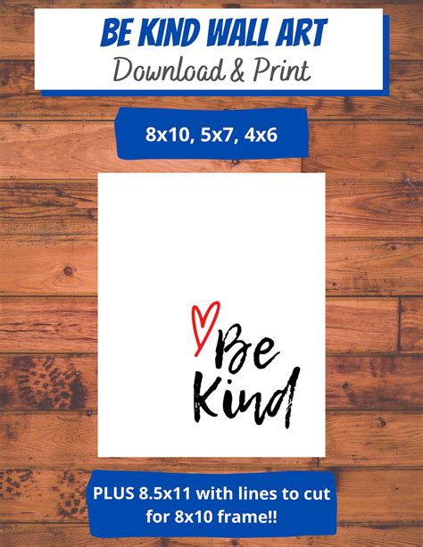 Be Kind Print Wall Art Instant Download Inspirational Quote Playroom, Kids Room, Family Room ...