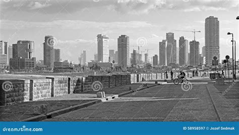 Tel Aviv The Waterfront Under Old Jaffa And Tel Aviv Editorial