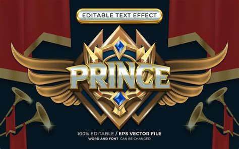 Premium Vector Editable Royal Themed Prince Text Effect With Winged