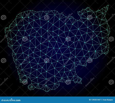 Polygonal Wire Frame Mesh Vector Map Of Cambodia Stock Vector