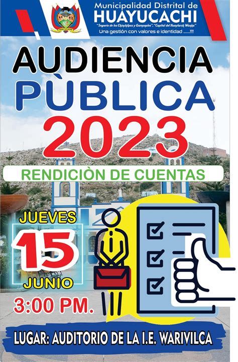 Audiencia Pública 2023 Rendición De Cuentas Campañas Municipalidad Distrital De Huayucachi