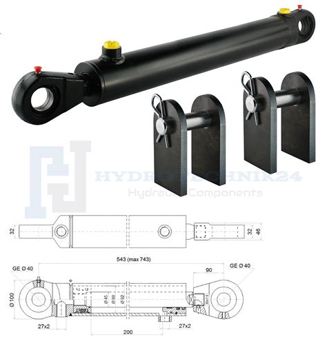 Hydraulikzylinder Doppeltwirkend Cj F Mit Gelenkaugen Mm