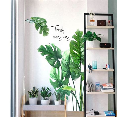 Tropical Plant Wall Stickers Large Big Green Leaf Wall Decals Etsy