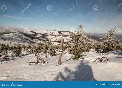 Beskid Slaski Mountains Scenery With Wisla Resort And Hills From Meadow