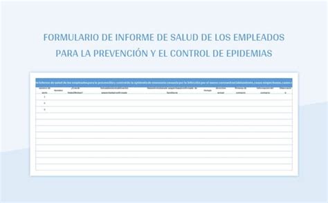 Plantilla De Excel Formulario De Informe De Salud De Los Empleados Para