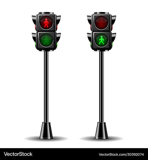 Pedestrian Traffic Lights Red And Green Isolated Vector Image