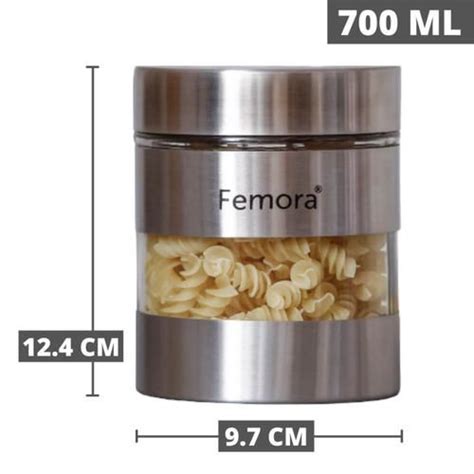 Buy Femora Kitchen Storage Jar Metallic Clear Glassfor Storing Pulses Grains Online At Best