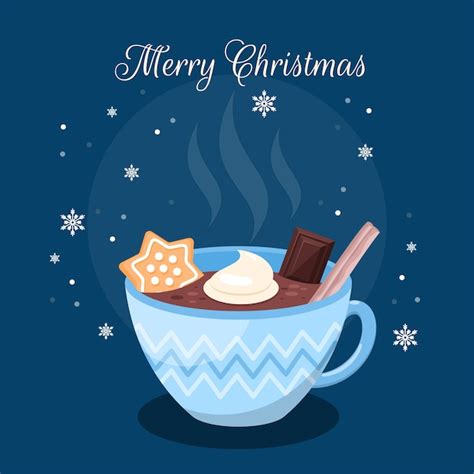 Flat Christmas Hot Chocolate Illustration Free Vector