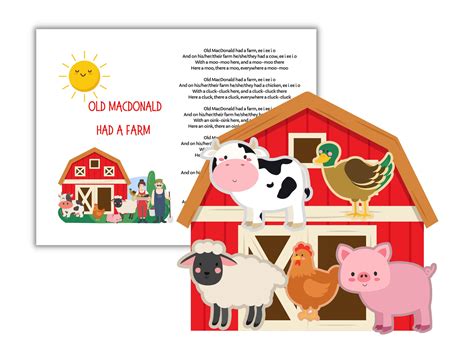 Old Macdonald Had A Farm Printable Props Nursery Rhymes Baby And