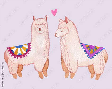 Llama And Alpaca Collection Of Cute Hand Drawn Watercolor Clip