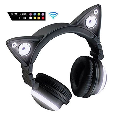 A Pair Of Headphones With Cat Ears On Top Of Each One Both Black And