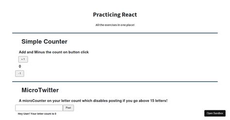 React Practice Exercise Codesandbox