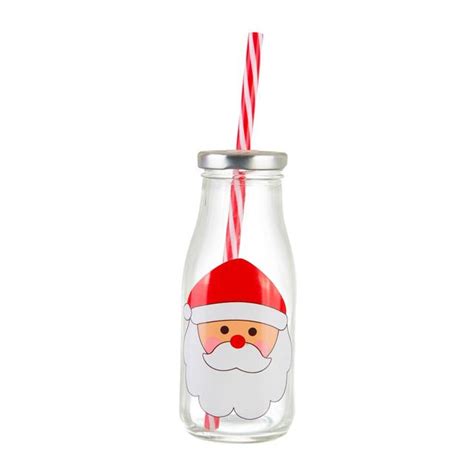 Sass And Belle Santa Mini Milk Bottle With Straw Ocado