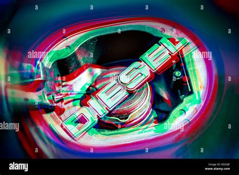 Diesel signs on an auto tank lid, symbolic photo diesel scandal ...