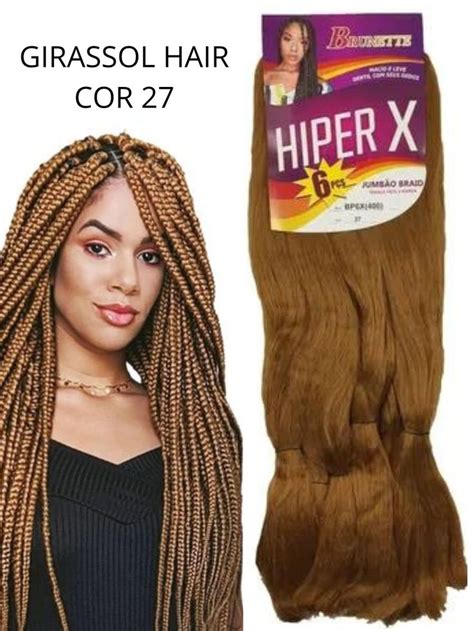 Girassol Hair Jumbo HIPER X 400g para Tranças Box Braid Cor 27 MEL em