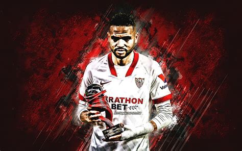 Youssef En Nesyri Sevilla FC Moroccan Football Player Portrait Red