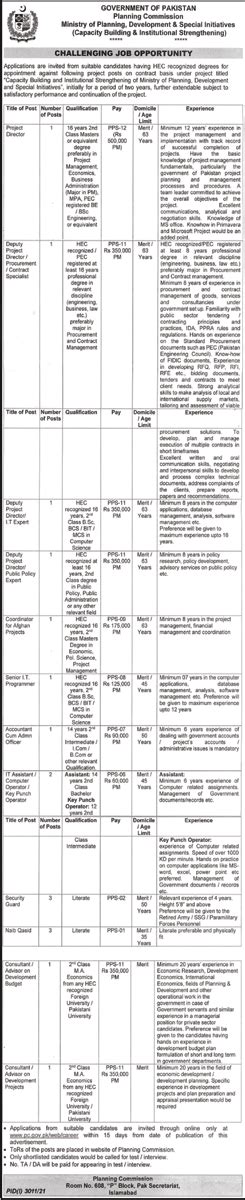 Ministry Of Planning Development Special Initiative Jobs Job