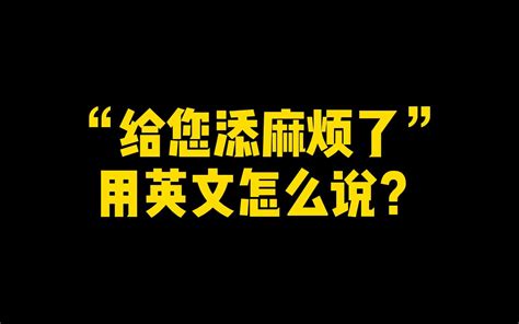 给您添麻烦了用英文怎么说 哔哩哔哩