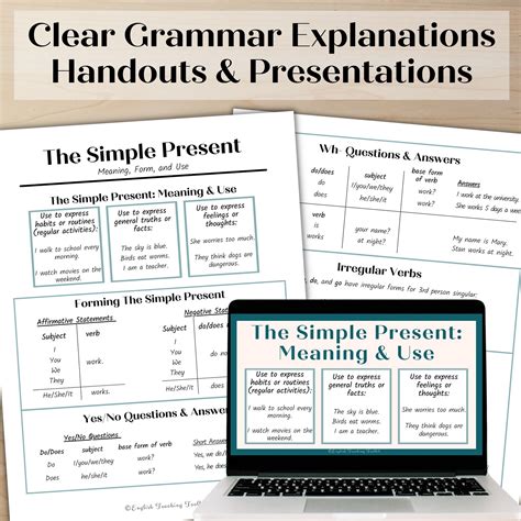 Simple Present Verb Tense Esl English Grammar Lesson Activities Worksheets For Adult Esl And