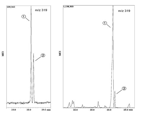 Gc Ms Extracted Ion Chromatograms Of A Silylated 1mm Mannitol And 05 Download Scientific