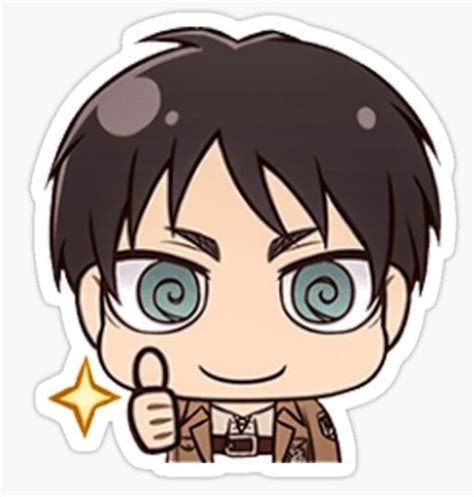 Chibi Eren Yeager Sticker By Cedrek In 2021 Chibi Eren Attack On