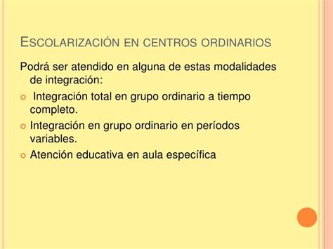 Modalidades De Escolarización En Alumnos