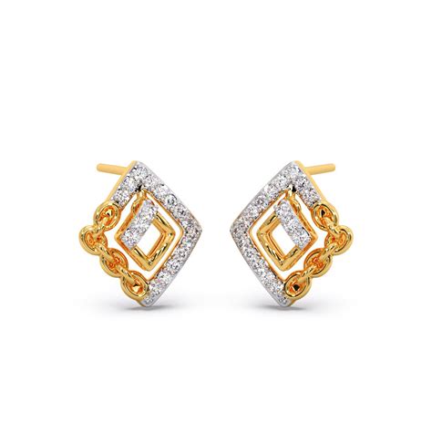 Square Links Diamond Stud Earrings-Candere by Kalyan Jewellers