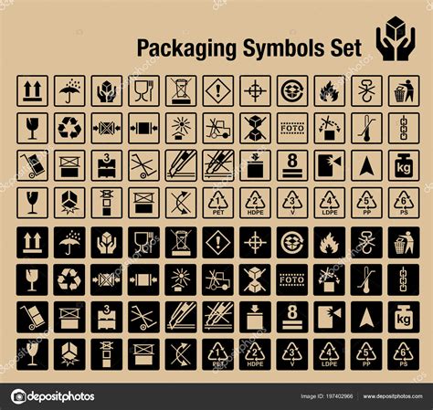 Manipulación Embalaje Conjunto Iconos Vector Para Uso Las Cajas