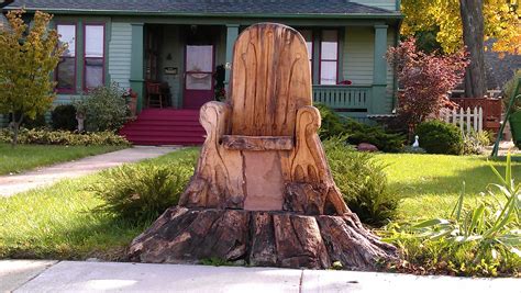 Pin By Rebecca Kilpis On Out In The Garden Tree Stump Tree Chair Outdoor Wood