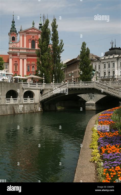 Tromostovje Or The Triple Bridge Over Ljubljanica River By Architect