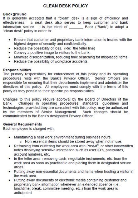 Clean Desk Policy Checklist