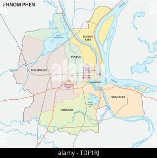 Cambodia Political Map With Capital Phnom Penh National Borders Stock