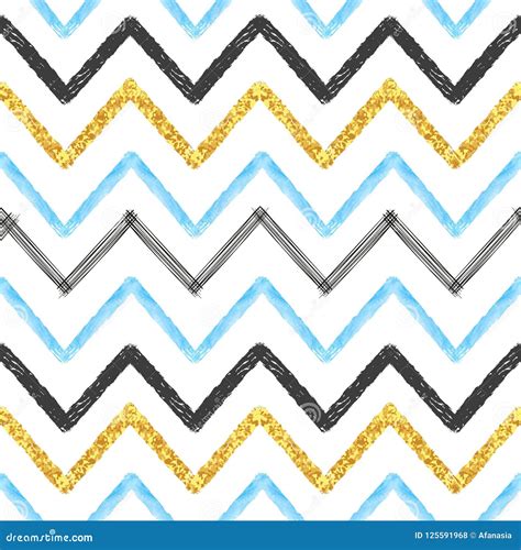 Seamless Chevron Pattern Hand Drawn Brush Stroke Lines Stock Vector